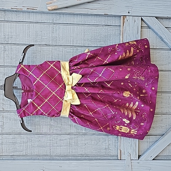Bonnie Jean Girls Size 4 Burgundy, Gold Nutcracker Themed Holiday Dress Used - Picture 1 of 12